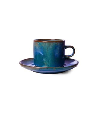 HKLIVING Kop en schotel chef ceramics rustic blue