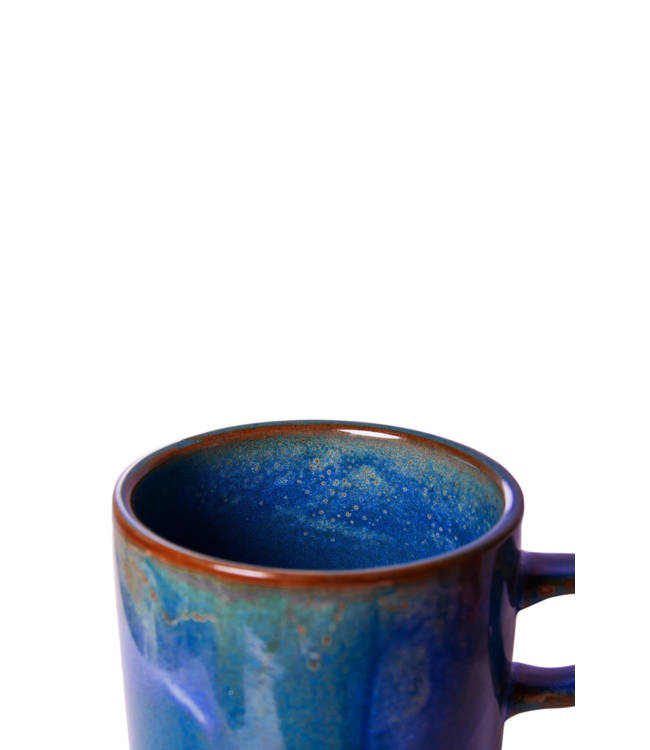 HKLIVING Kop en schotel chef ceramics rustic blue