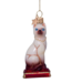 Vondels Ornament glass siamese cat w/red cushion