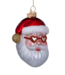 Vondels Ornament glass red santa w/heart glasses