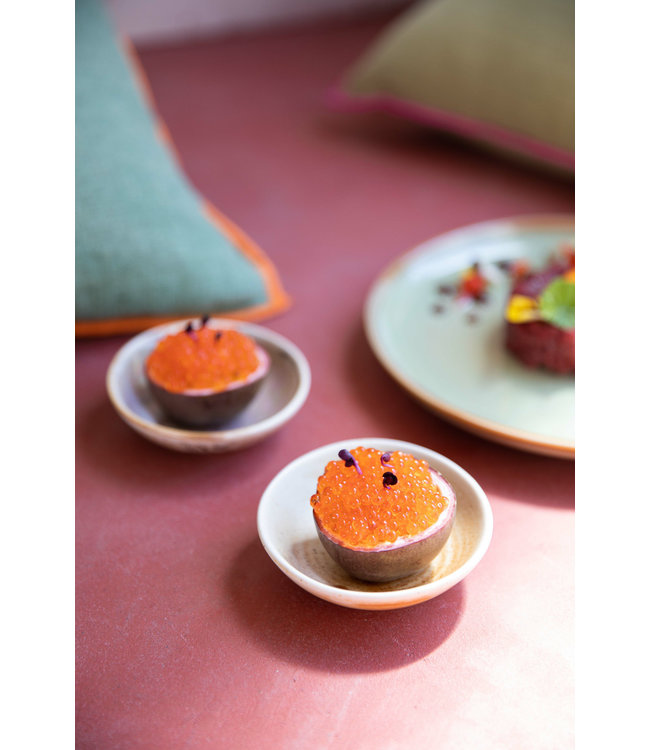 HKLIVING Schaaltje chef ceramics small dish rustic cream/brown