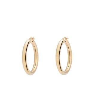 Anna+Nina Oorbellen Round Plain Hoop Earrings Gold Plated essential