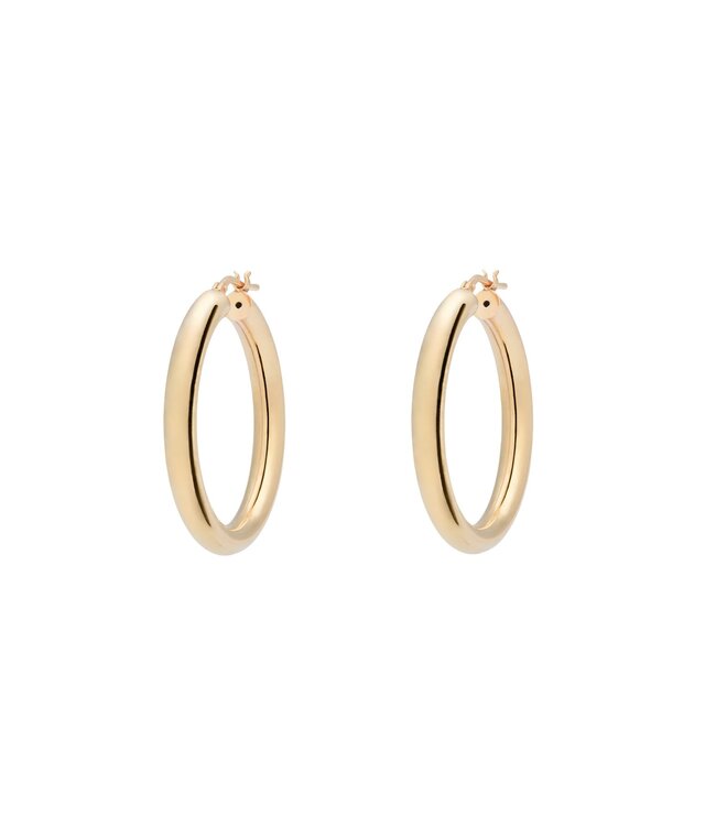 Anna+Nina Oorbellen Round Plain Hoop Earrings Gold Plated essential