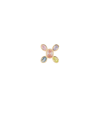 Anna+Nina Oorbel Single Botanical Hues Stud Earring Silver Goldplated Multicolor