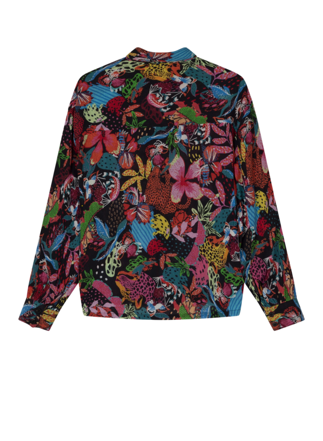 Blouse ladies woven wild print crinkle blouse multicolour