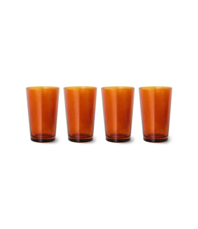 HKliving Theeglas 70s glassware tea glasses amber brown (set of 4)