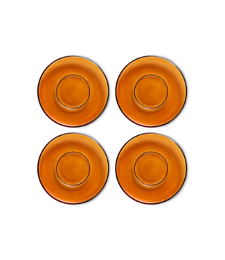 HKliving Schotel 70's glassware saucers amber brown (set of 4)