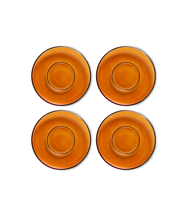 HKliving Schotel 70's glassware saucers amber brown (set of 4)