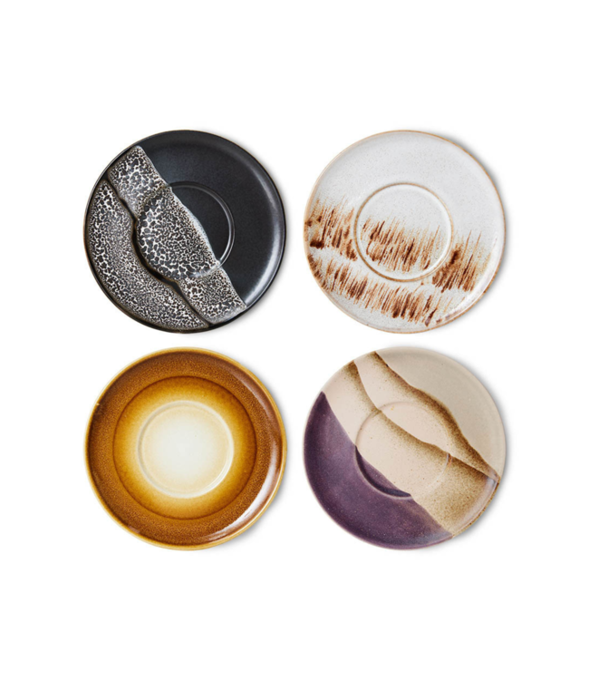 HKLIVING Schotel 70s ceramics saucers big sur (set of 4)