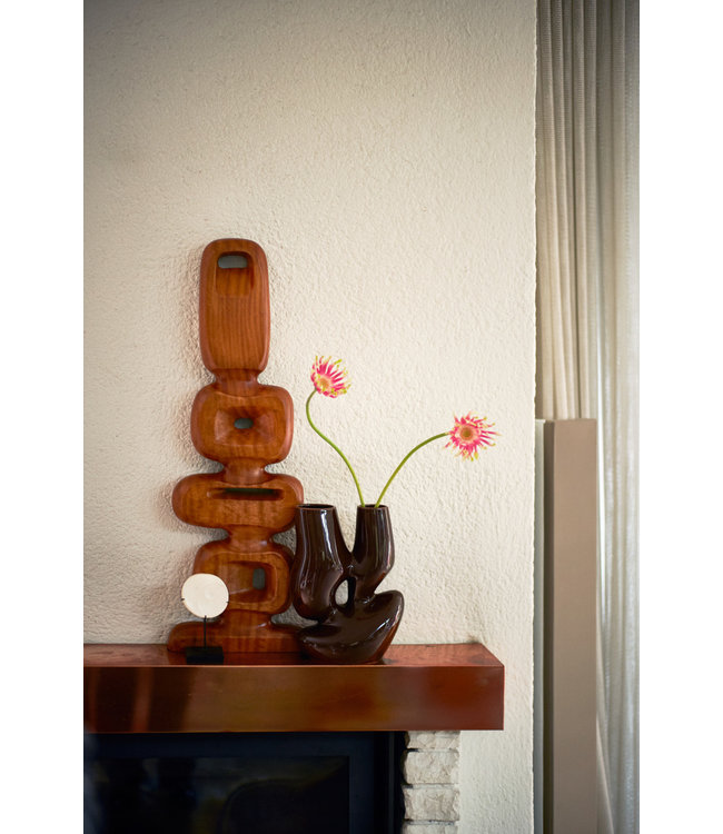 HKLIVING Vaas ceramic vase organic espresso L