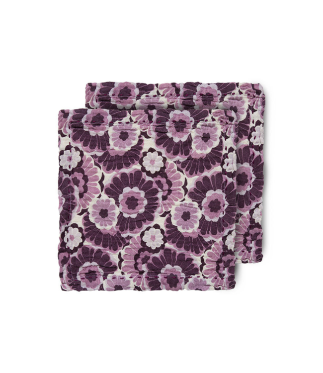 HKliving Servet cotton napkins floral burgundy (set of 2)