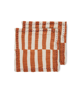 HKliving Servet cotton napkins striped tangerine (set of 2)