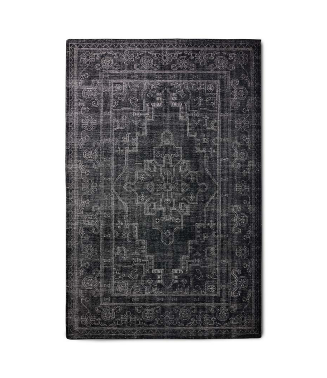 HKliving Vloerkleed hand knotted woolen rug black (200x300)