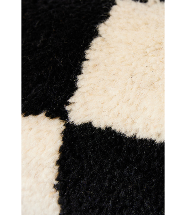 Kussen woolen bolster cushion black and white statement (Ø13x50) kklup