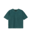 Alix The Label T-Shirt ladies knitted A jacquard terry T-shirt petrol green