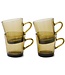 HKliving Kop 70's glassware coffee cups mud brown (set of 4)