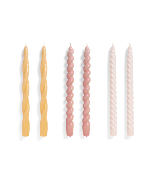 HAY Kaars Candle long mix peach dark rose light rose (set of 6)