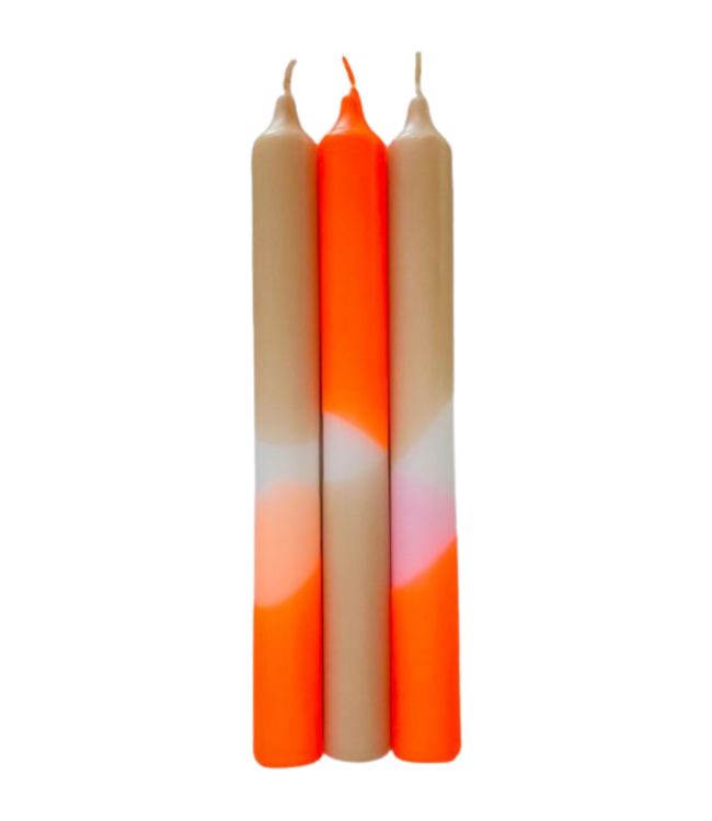 Kklup Home Selection Dinerkaars Dip dye neon papaya zand (set of 3)