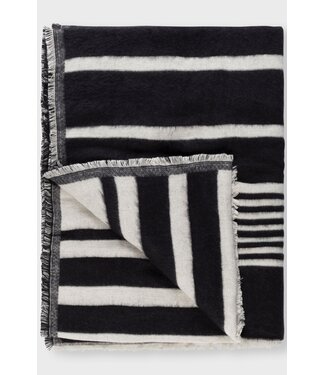 10DAYS Sjaal scarf block stripe black, ecru
