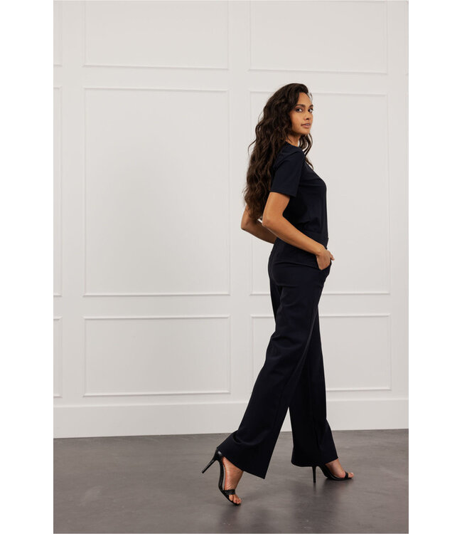 Studio Anneloes Broek Lexie bonded trousers dark blue ESSENTIALS