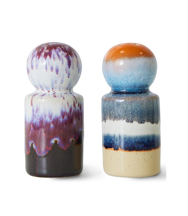 HKLIVING Peper en zout 70s ceramics: pepper & salt jar, stargaze