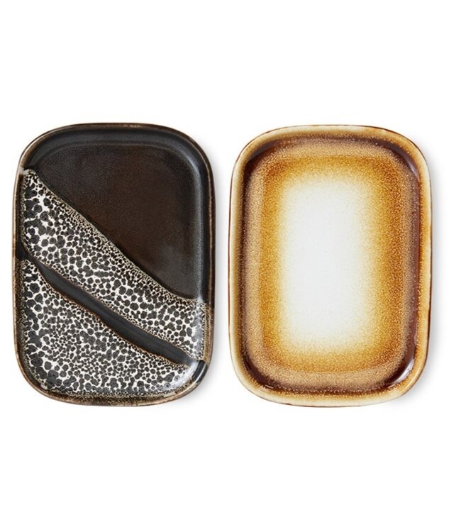 HKliving Schaal 70s ceramics: small trays, mojove (set of 2)