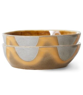 HKliving Kom 70s ceramics: pasta bowls, oasis (set of 2)