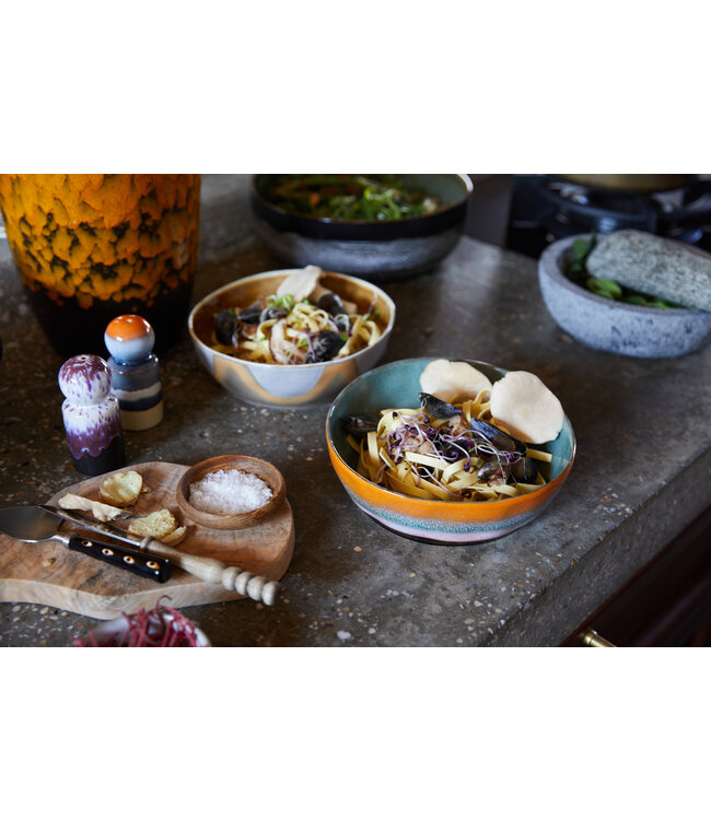 HKLIVING Kom 70s ceramics: pasta bowls, golden hour (set of 2)