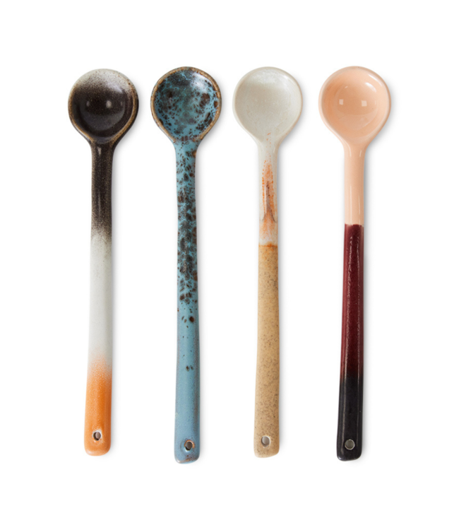 HKliving Lepel 70s ceramics: spoons L, breeze (set of 4)