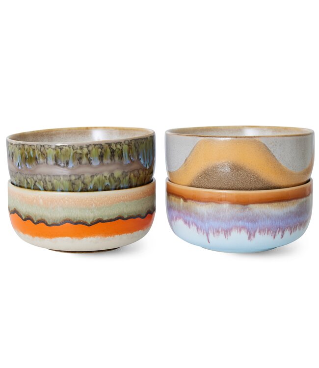 HKliving Kom 70s ceramics: dessert bowls, reef (set of 4)
