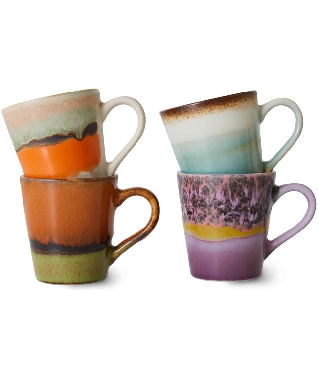 HKliving Mok 70s ceramics: espresso mugs, retro (set of 4)
