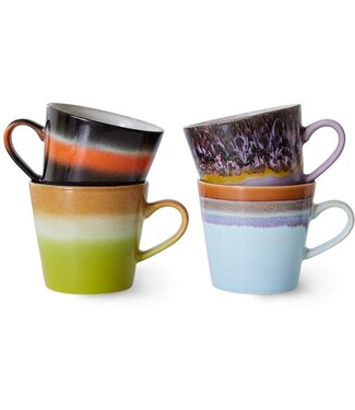 HKliving Mok 70s ceramics: cappuccino mugs, solid (set of 4)