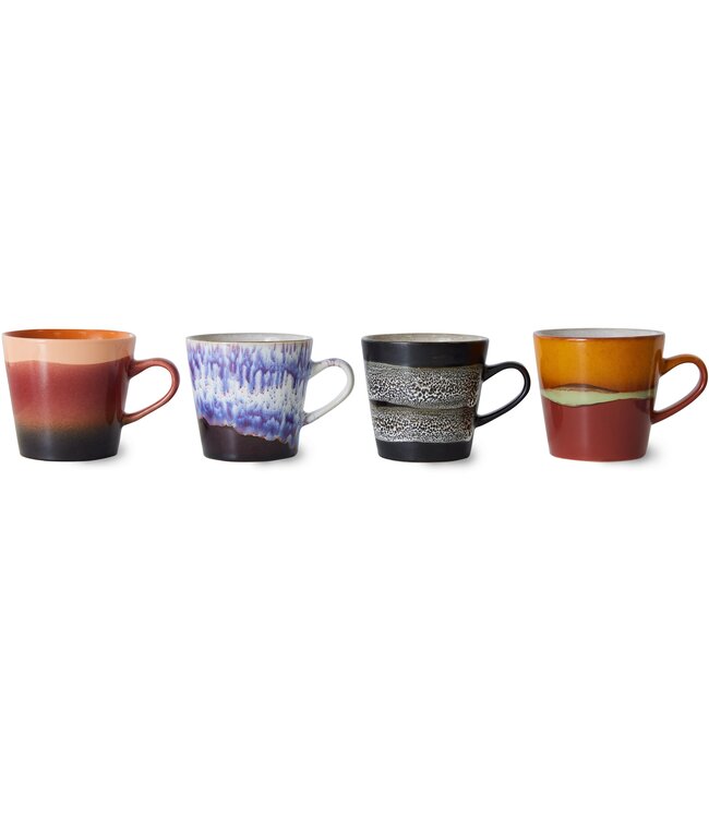 HKLIVING Mok 70s ceramics: americano mugs, friction (set of 4)