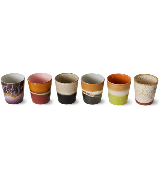 HKLIVING Mok 70s ceramics: coffee mugs, soil (set of 6)
