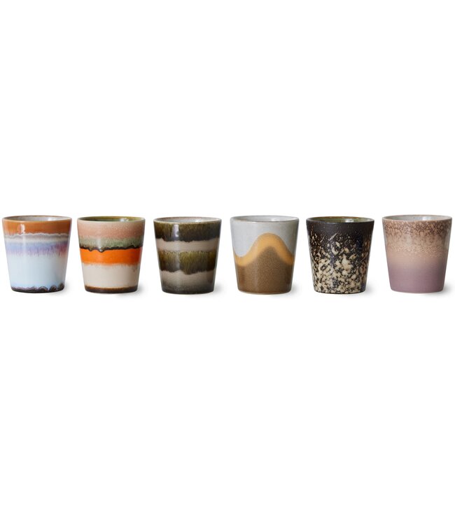 HKLIVING Mok 70s ceramics: coffee mugs, elements (set of 6)