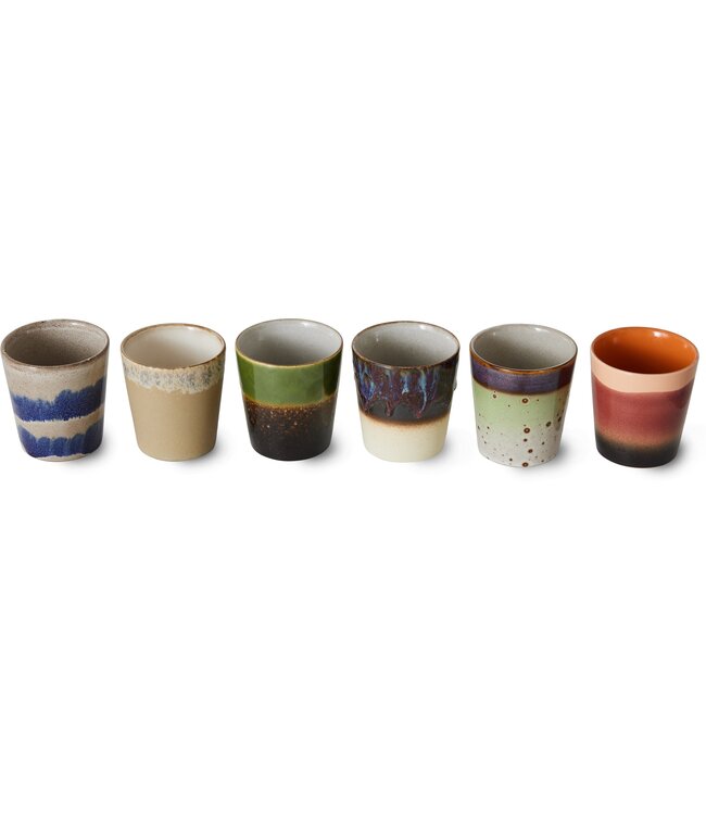 HKLIVING Mok ceramic 70s coffee mugs grounding (set of 6)