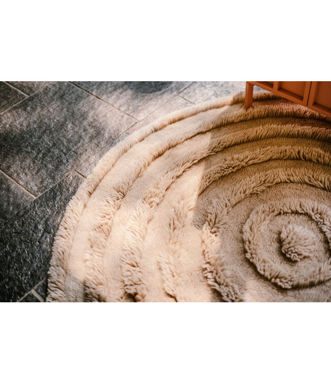 HKLIVING Vloerkleed Round woolen rug cream (ø150cm)