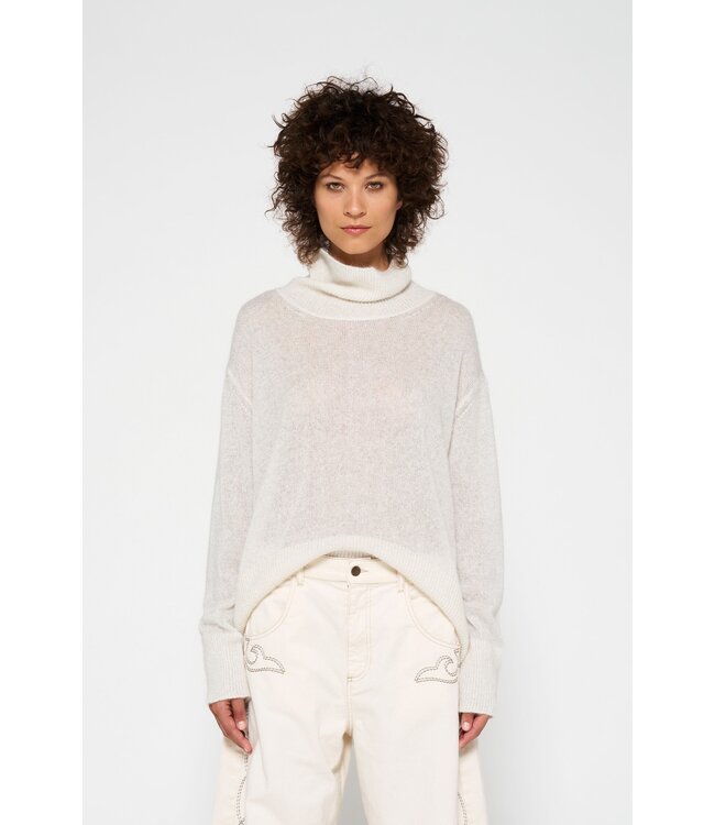 10DAYS Trui turtleneck sweater knit sparkle ecru