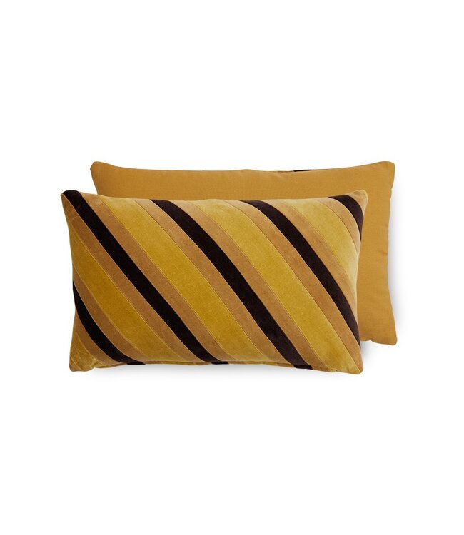 HKliving Kussen Striped velvet cushion Honey (50x30cm)