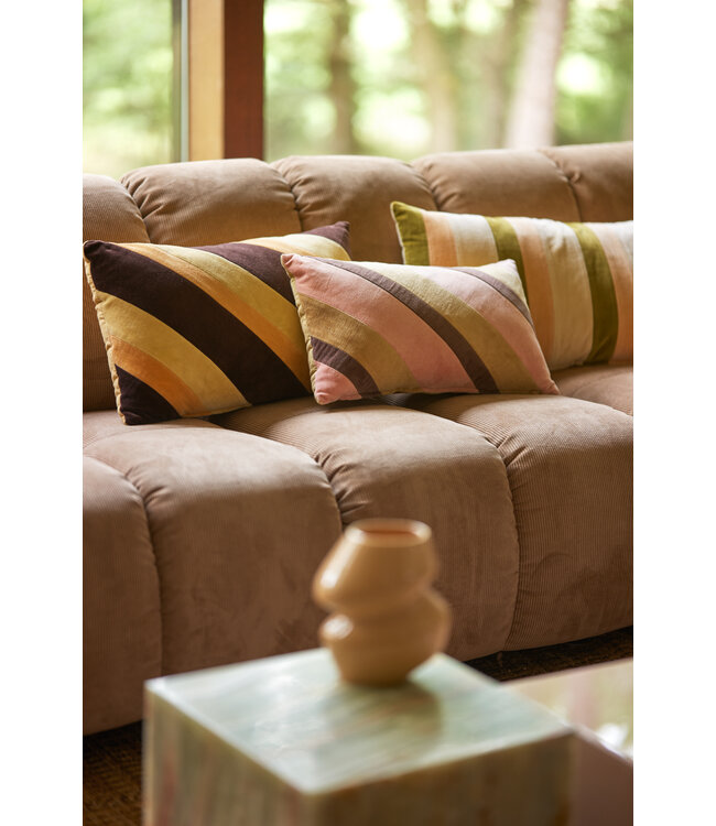 HKLIVING Kussen Striped velvet cushion Sunkissed (50x30cm)