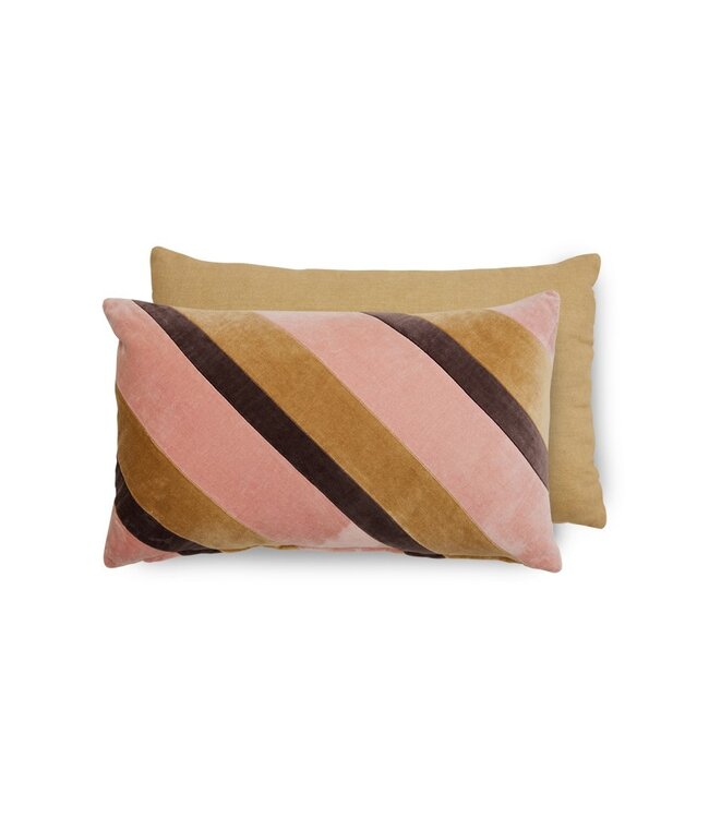 HKLIVING Kussen Striped velvet cushion Sunkissed (50x30cm)