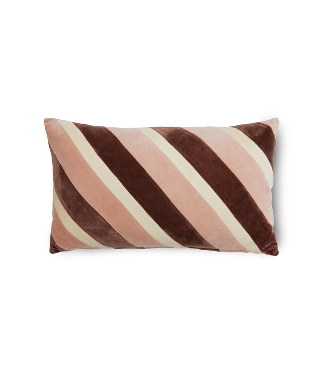 HKLIVING Kussen Striped velvet cushion Rose (60x35cm)