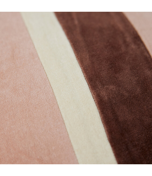 HKLIVING Kussen Striped velvet cushion Rose (60x35cm)