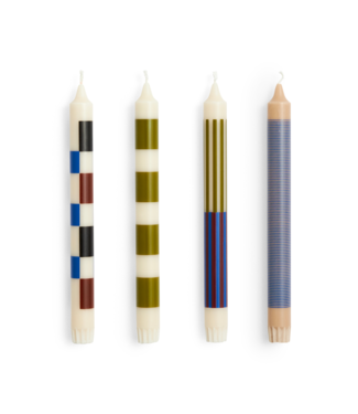 HAY Kaars Pattern candle off white, army, blue  (set of 4)