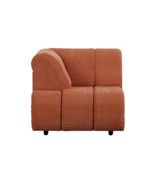 HKliving Bank Wave couch: element left high arm, corduroy rib, dusty orange