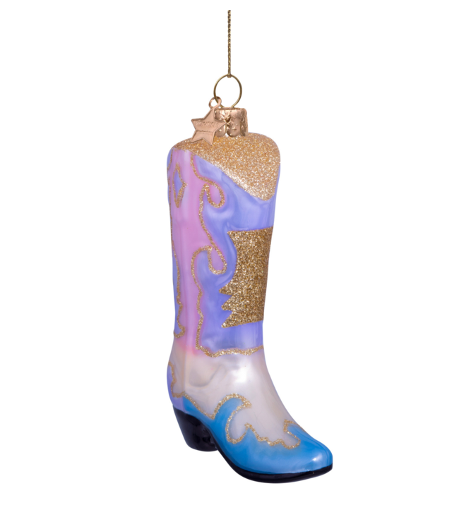 Vondels Ornament glass multi soft color cowboy bootH11.5cm