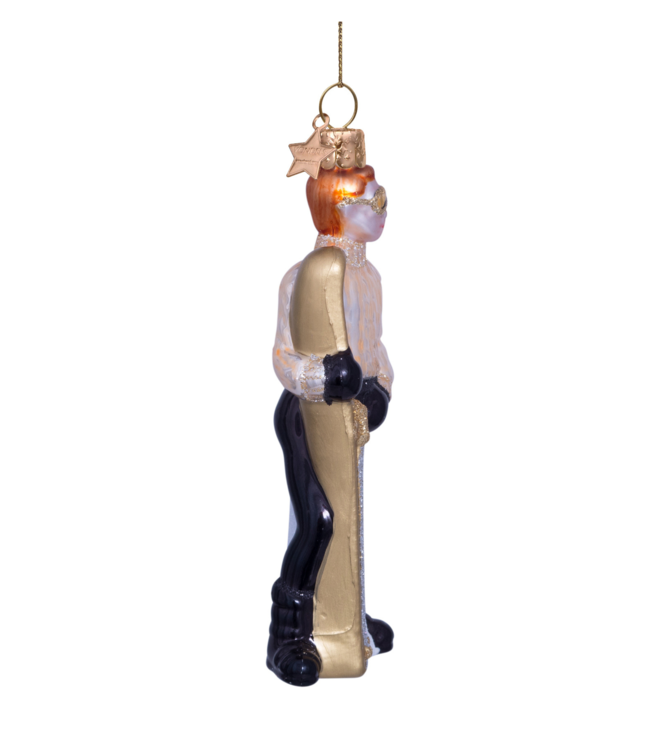 Vondels Ornament glass champagne ski boy H12.5cm