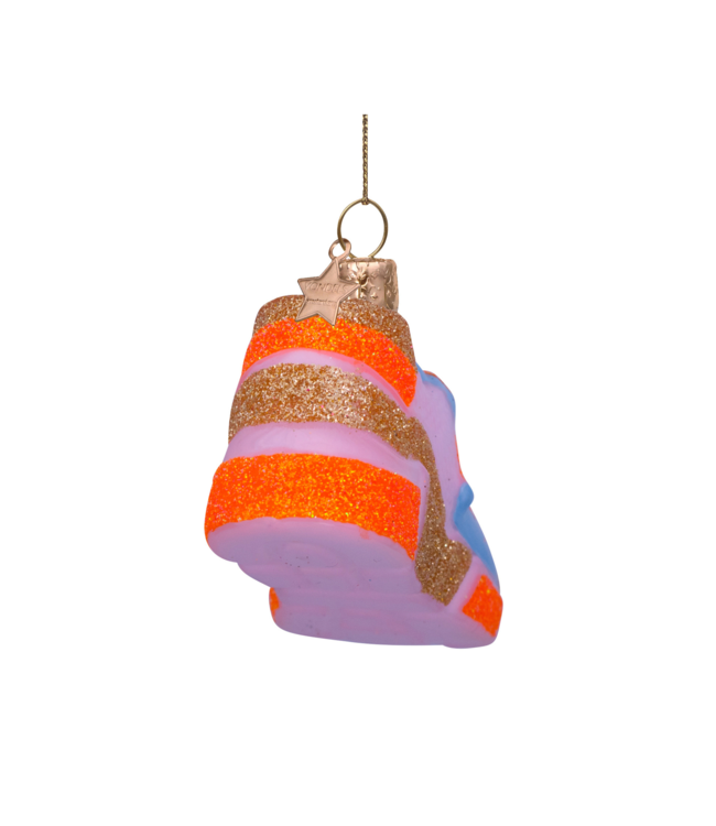 Vondels Ornament glass orange/pink sneaker H6cm