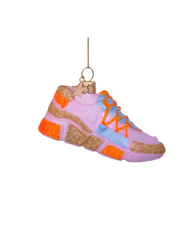 Vondels Ornament glass orange/pink sneaker H6cm