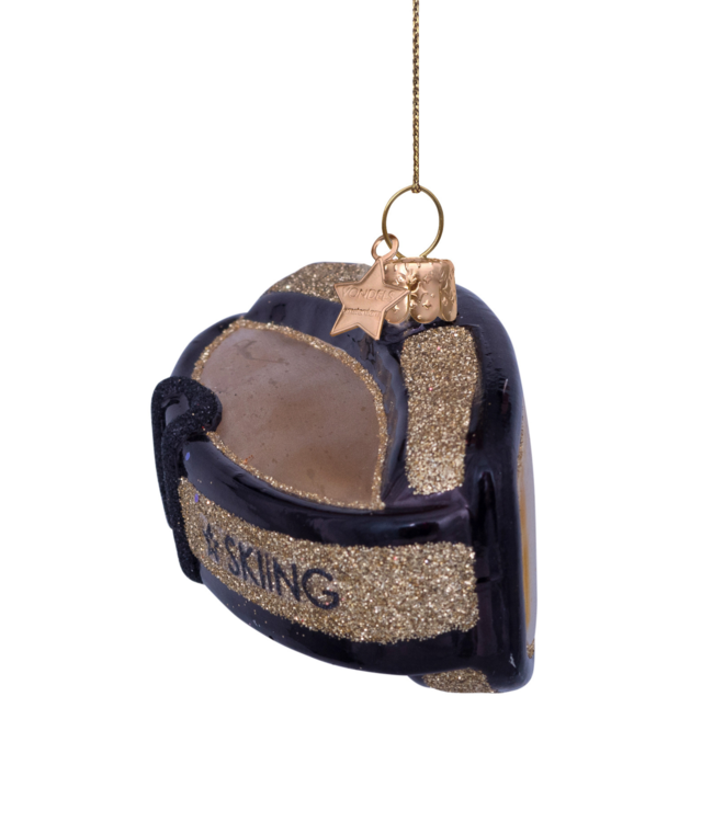 Vondels Ornament glass black/gold ski goggles H5cm